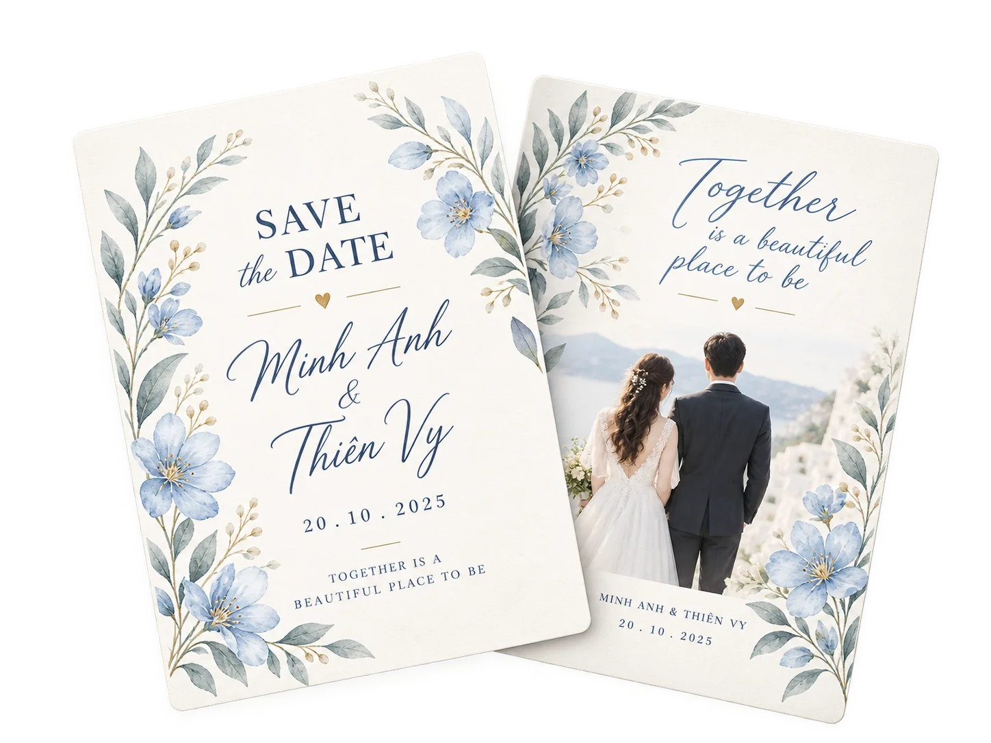 Bộ đôi thiệp cưới mẫu Save the Date và Together